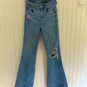 American Eagle Outfitters Blue Flare Wide Leg Jeans